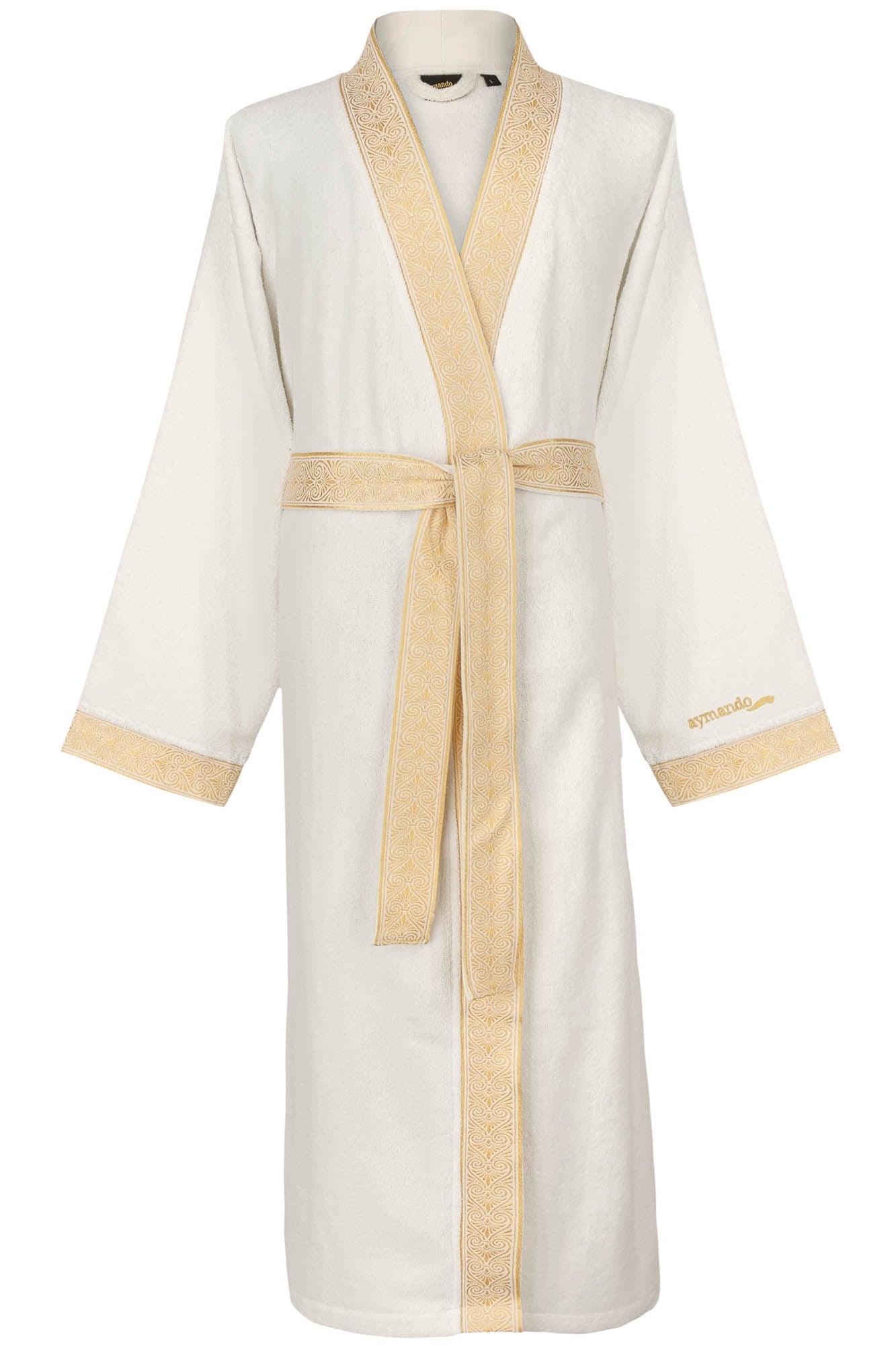 Luxus Bademantel Kimono Weiß