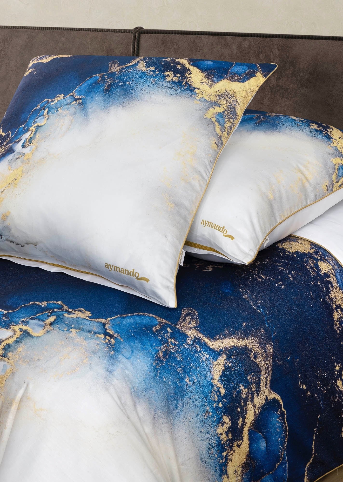 Deluxe Satin Bettwäsche Marble Blue