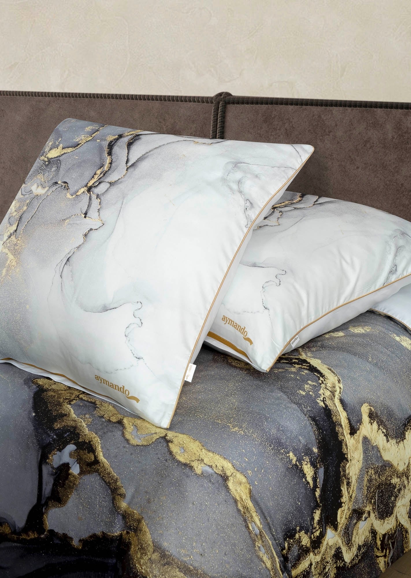 Deluxe Satin Bettwäsche Marble Grey