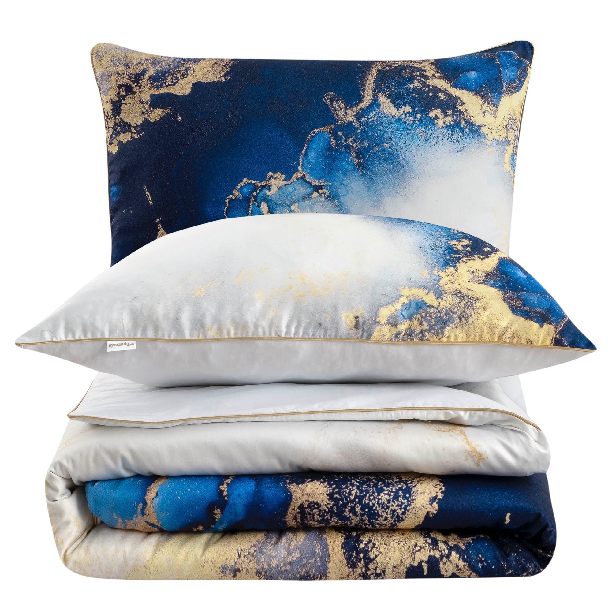 Deluxe Satin Bettwäsche Marble Blue