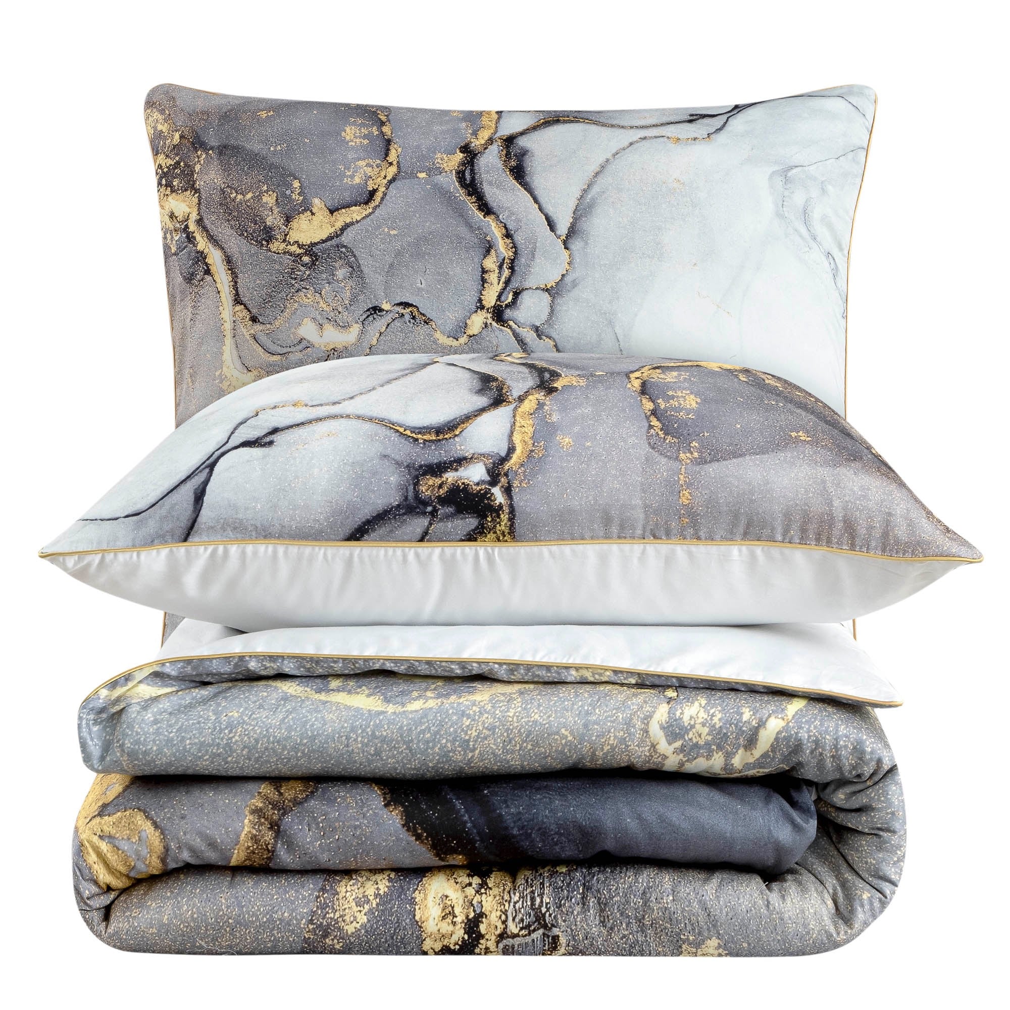 Deluxe Satin Bettwäsche Marble Grey