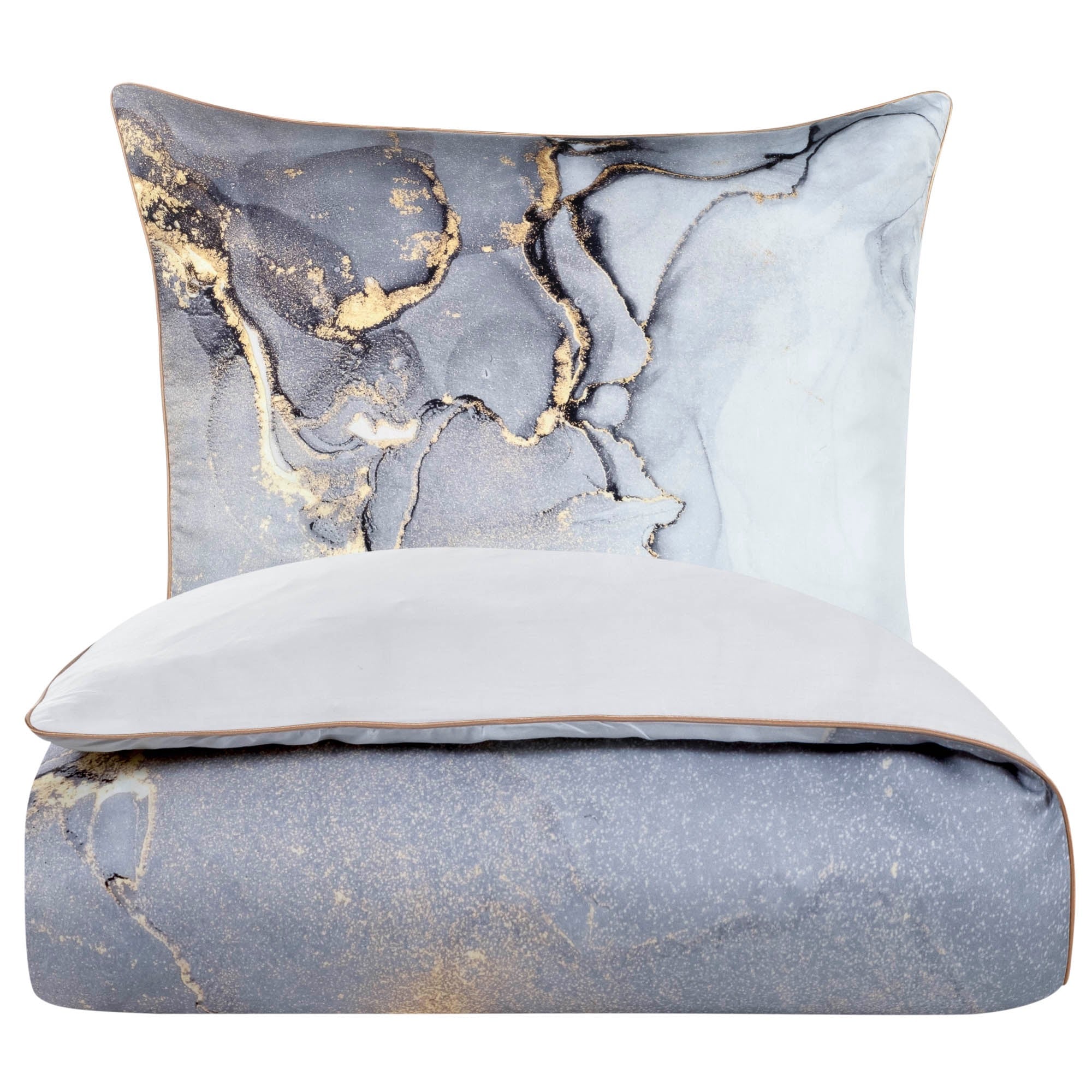 Deluxe Satin Bettwäsche Marble Grey
