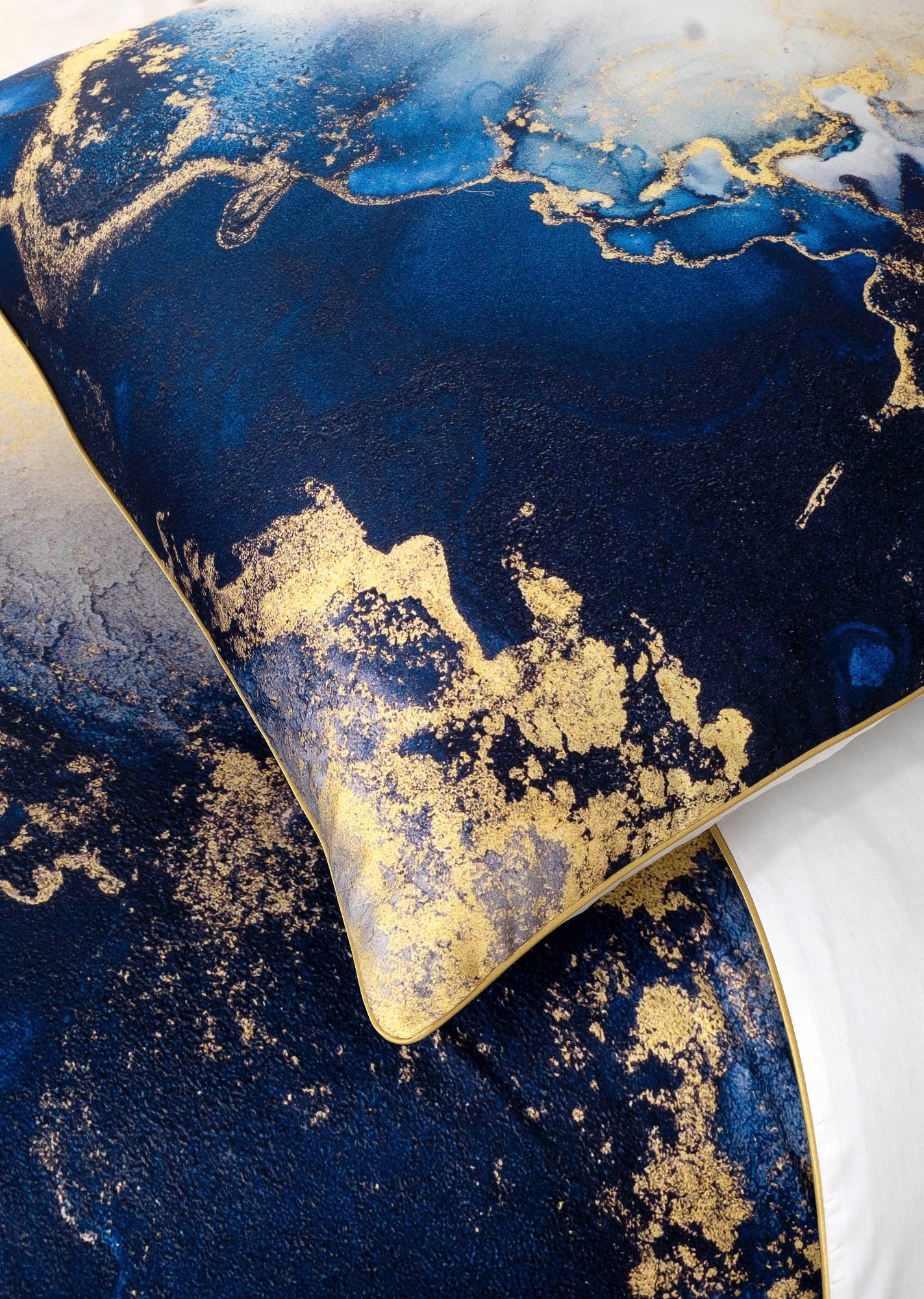 Deluxe Satin Bettwäsche Marble Blue