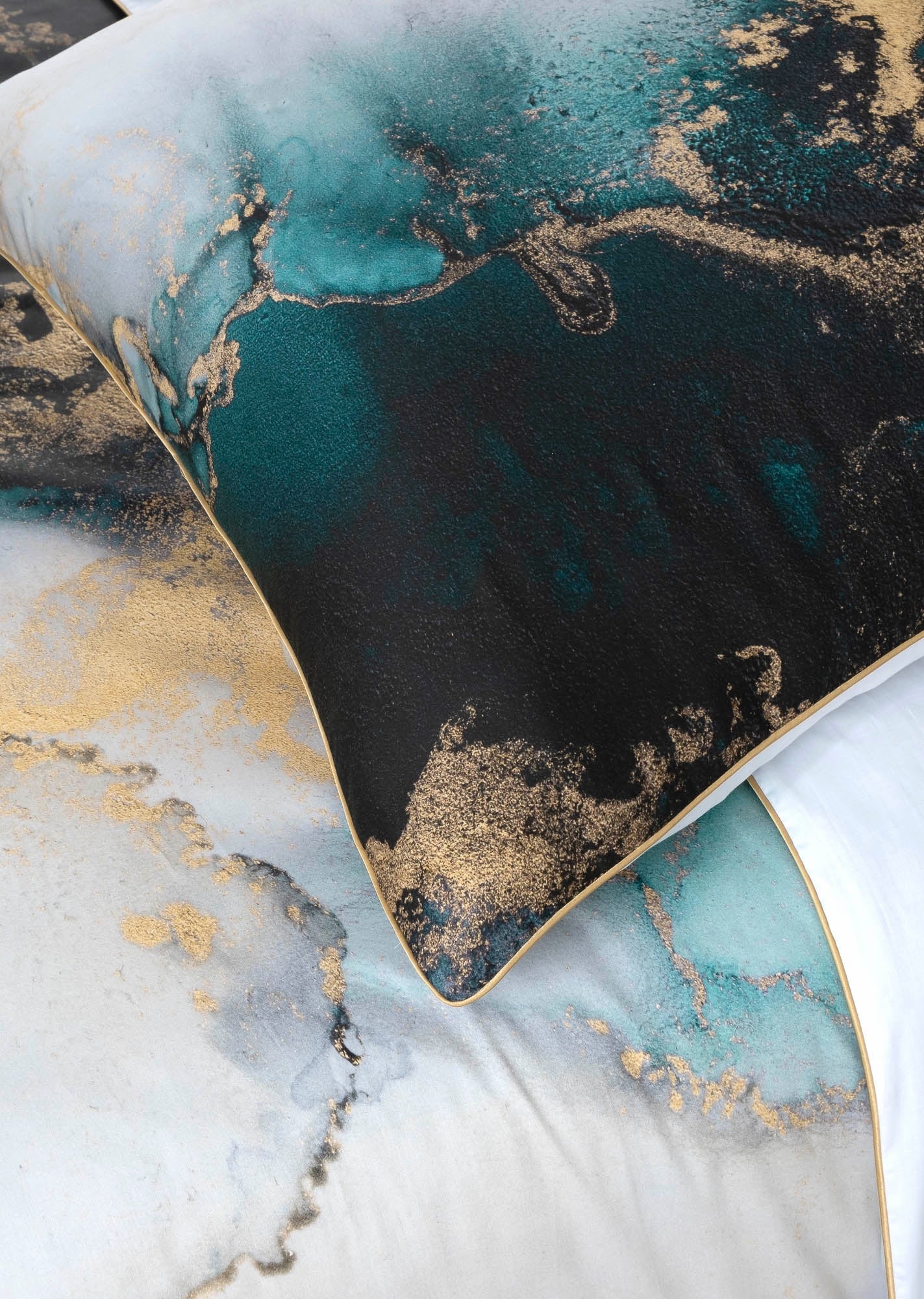 Deluxe Satin Bettwäsche Marble Green