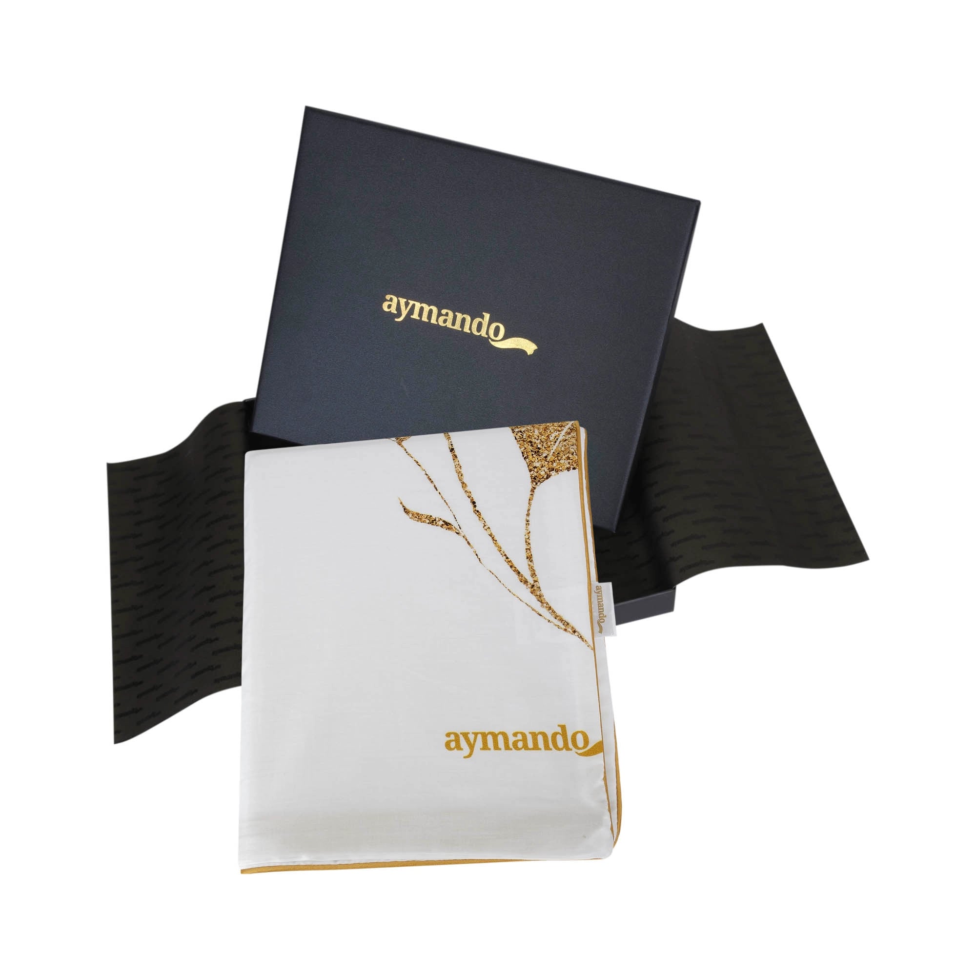 Deluxe Satin Bettwäsche Leaf Olive-Gold