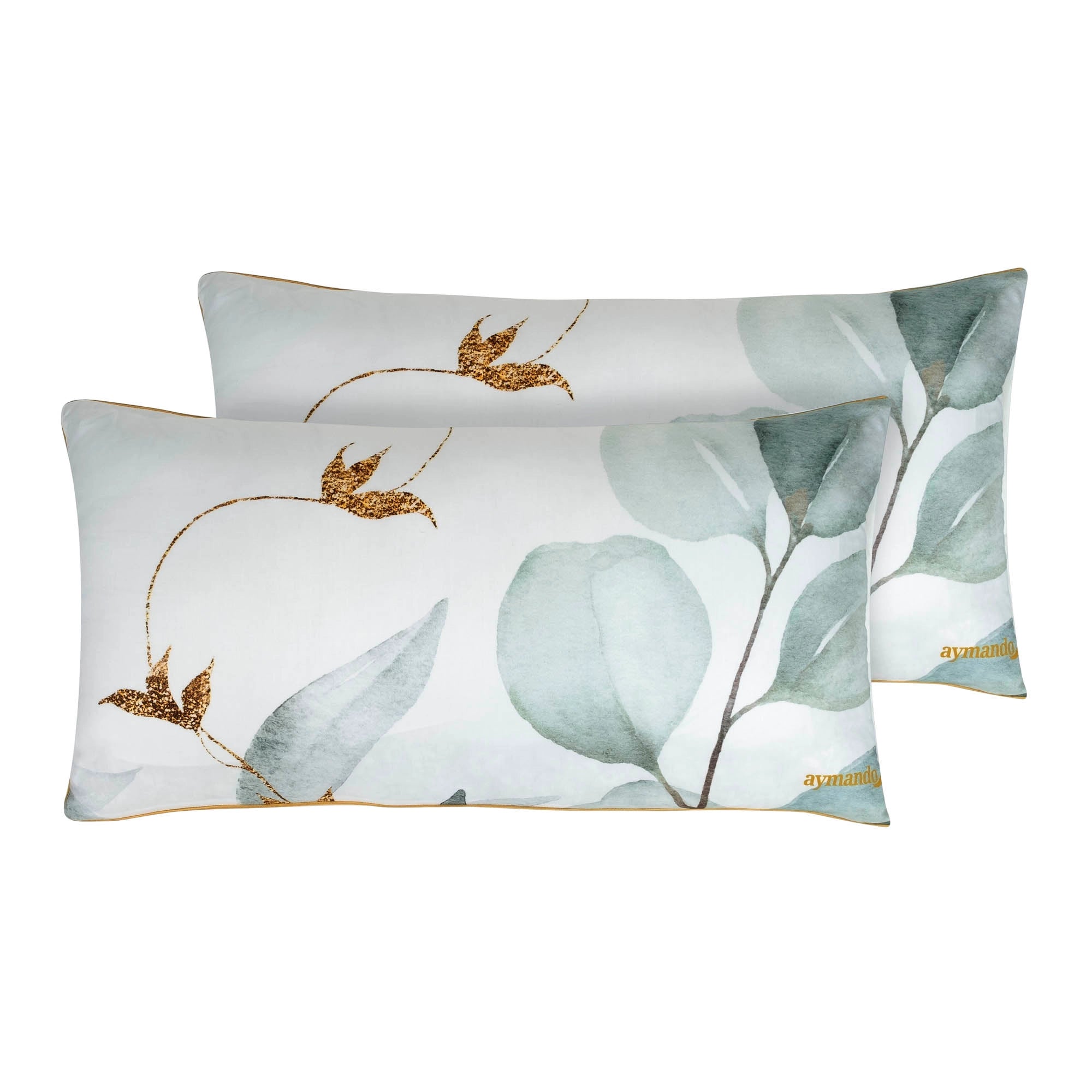 Deluxe Satin Bettwäsche Leaf Olive-Gold