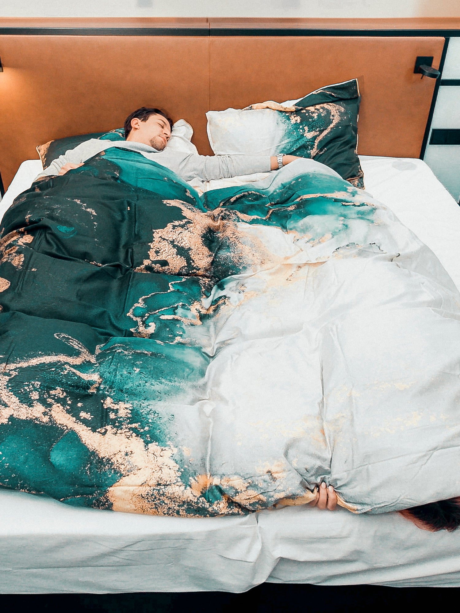 Deluxe Satin Bettwäsche Marble Green